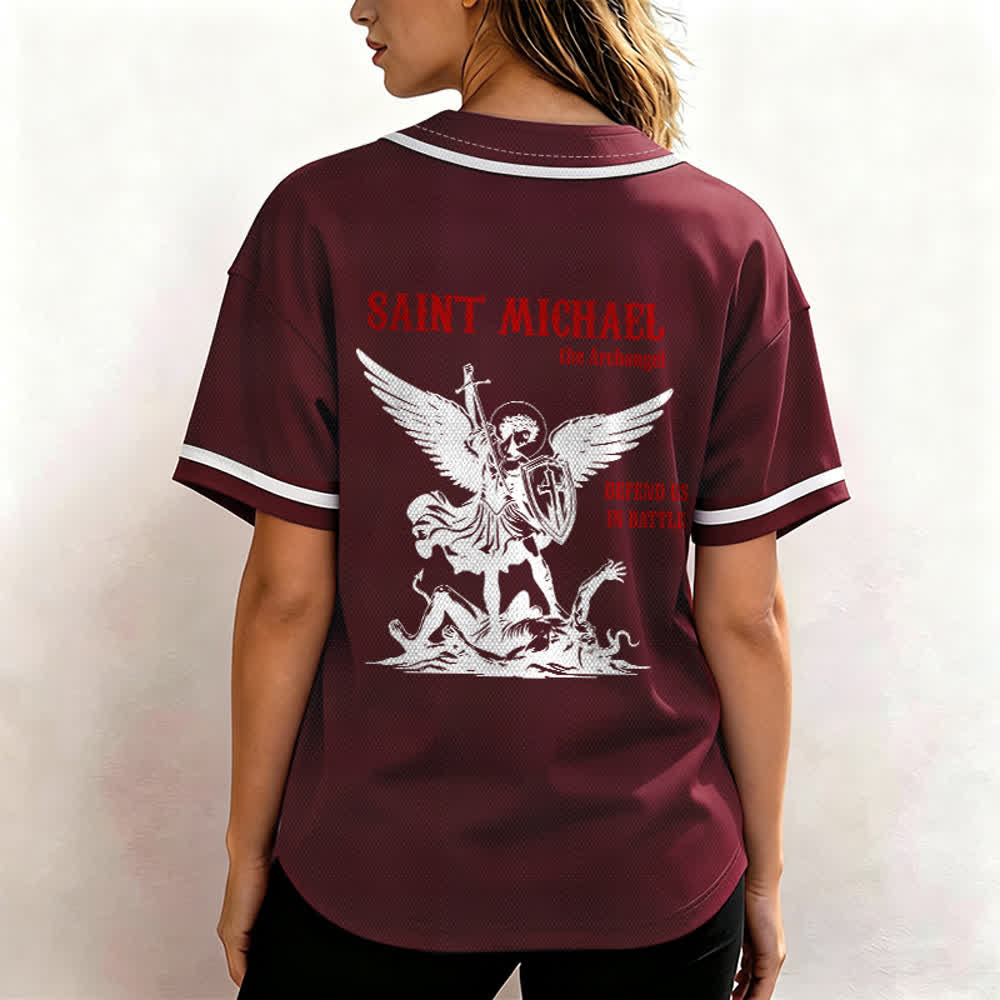 Christianartworkshop Maglia da baseball unisex con la scritta "San Michele Arcangelo, difendici" - image 26