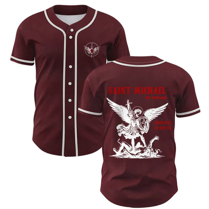 Christianartworkshop Maglia da baseball unisex con la scritta "San Michele Arcangelo, difendici" - Vino - 5XL - image 21