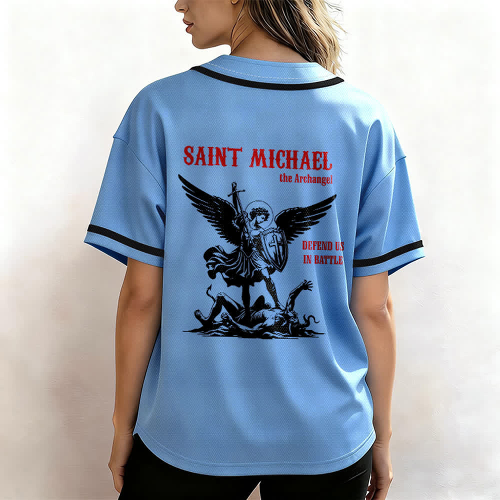 Christianartworkshop Maglia da baseball unisex con la scritta "San Michele Arcangelo, difendici" - image 31
