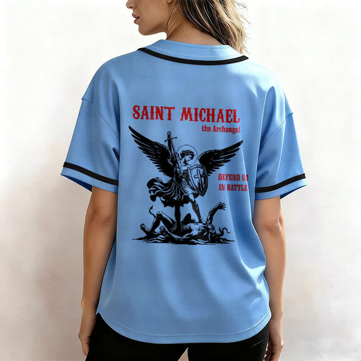 Christianartworkshop Maglia da baseball unisex con la scritta "San Michele Arcangelo, difendici" - image 31