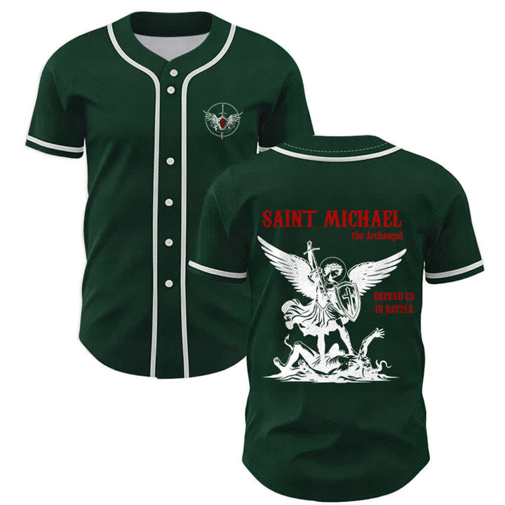 Christianartworkshop Maglia da baseball unisex con la scritta "San Michele Arcangelo, difendici" - Verde - 5XL - image 42