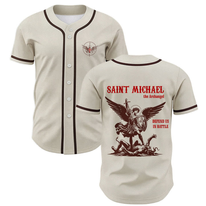 Christianartworkshop Maglia da baseball unisex con la scritta "San Michele Arcangelo, difendici" - Albicocca - 5XL - image 49