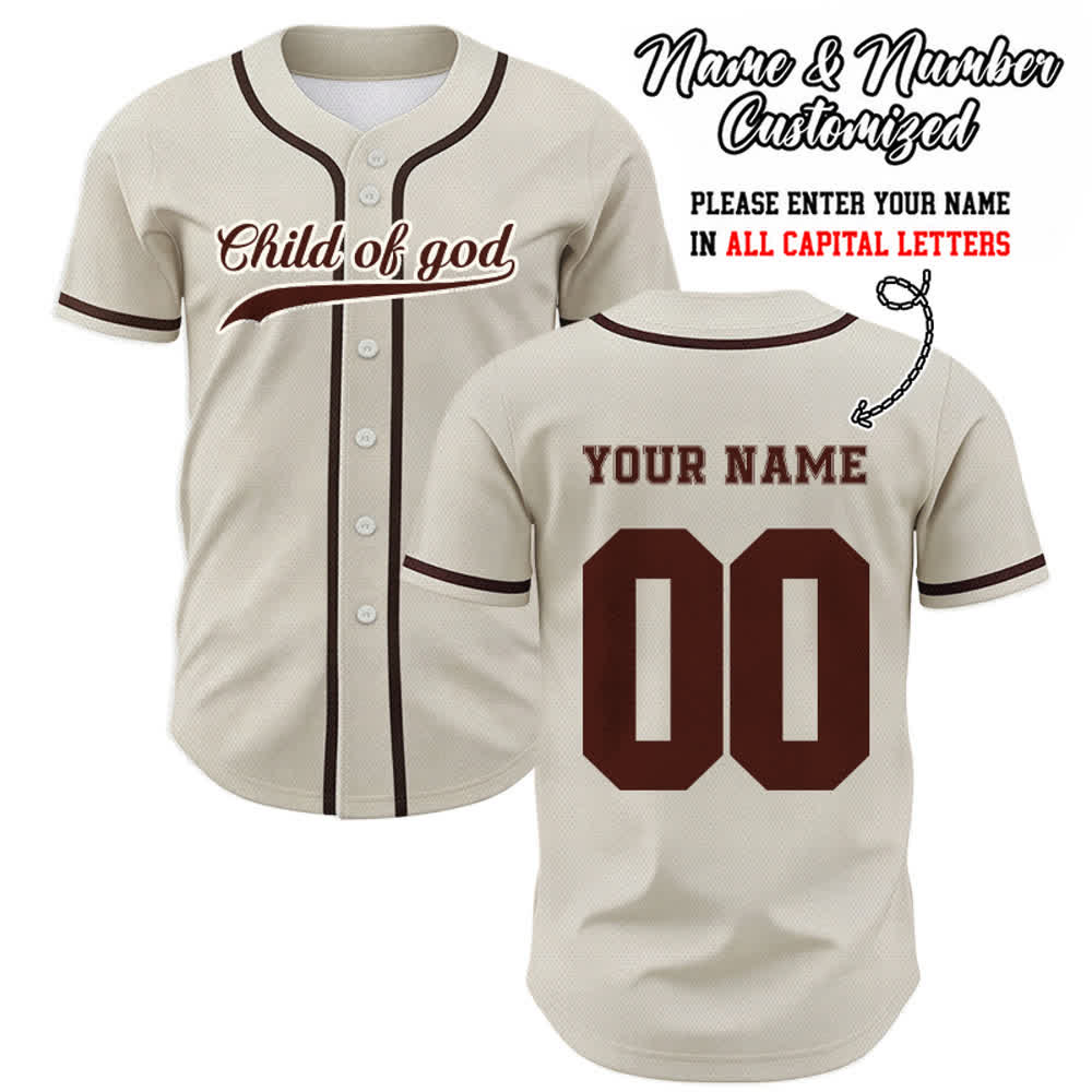 Christianartworkshop Child Of God Maglia da baseball unisex personalizzata con nome e numero - Albicocca - 5XL - Nome & Numero personalizzati - image 0