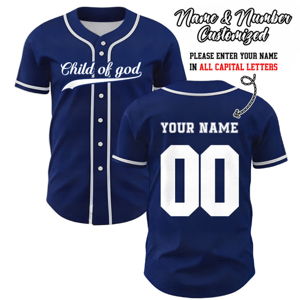Christianartworkshop Child Of God Maglia da baseball unisex personalizzata con nome e numero - Blu navy - 5XL - Nome & Numero personalizzati - image 8
