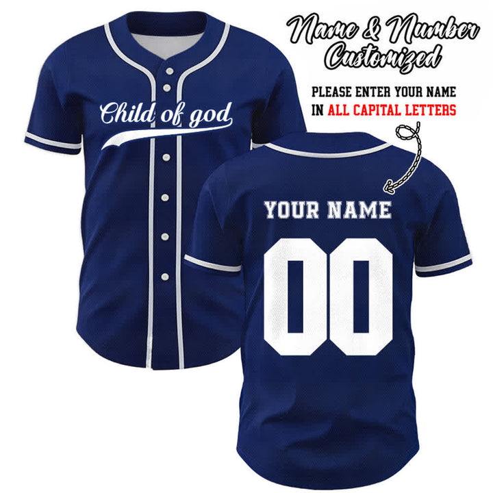 Christianartworkshop Child Of God Maglia da baseball unisex personalizzata con nome e numero - Blu navy - 5XL - Nome & Numero personalizzati - image 8