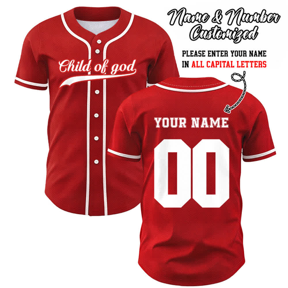 Christianartworkshop Child Of God Maglia da baseball unisex personalizzata con nome e numero - Rosso - 5XL - Nome & Numero personalizzati - image 24