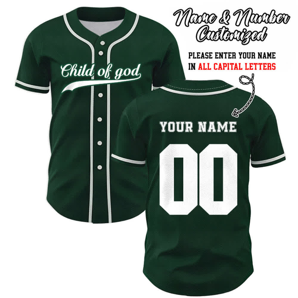 Christianartworkshop Child Of God Maglia da baseball unisex personalizzata con nome e numero - Verde - 5XL - Nome & Numero personalizzati - image 56