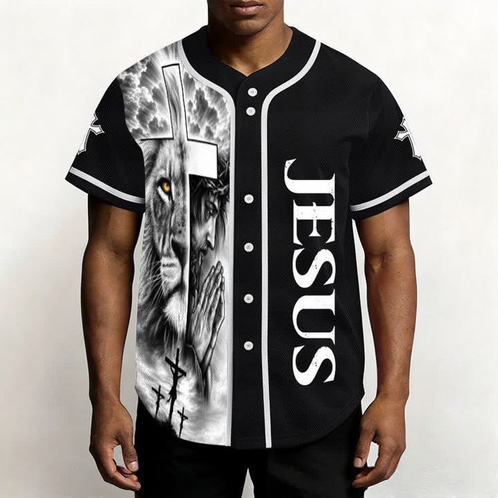 Christianartworkshop Leone Croce Gesù Fede Maglia da baseball unisex personalizzata con nome e numero personalizzati Nome Numero - image 3