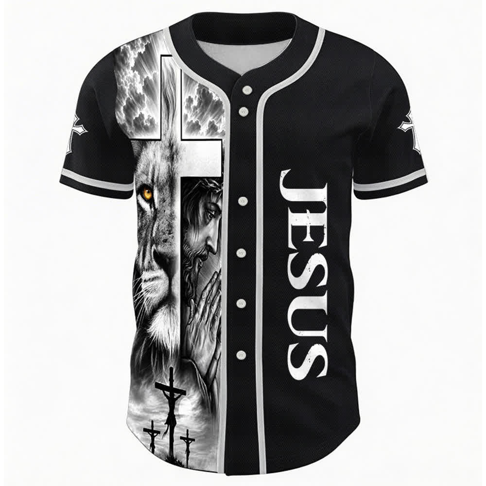 Christianartworkshop Leone Croce Gesù Fede Maglia da baseball unisex personalizzata con nome e numero personalizzati Nome Numero - image 1