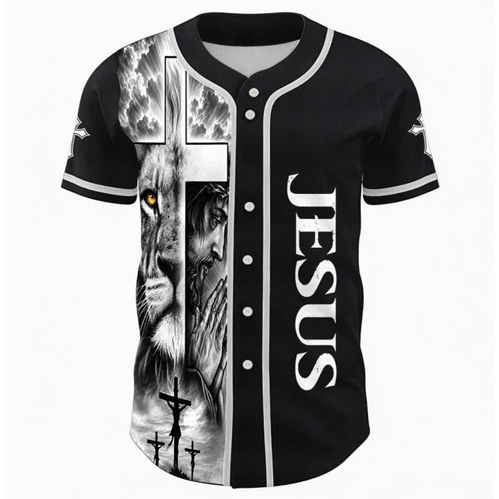 Christianartworkshop Leone Croce Gesù Fede Maglia da baseball unisex personalizzata con nome e numero personalizzati Nome Numero - image 1