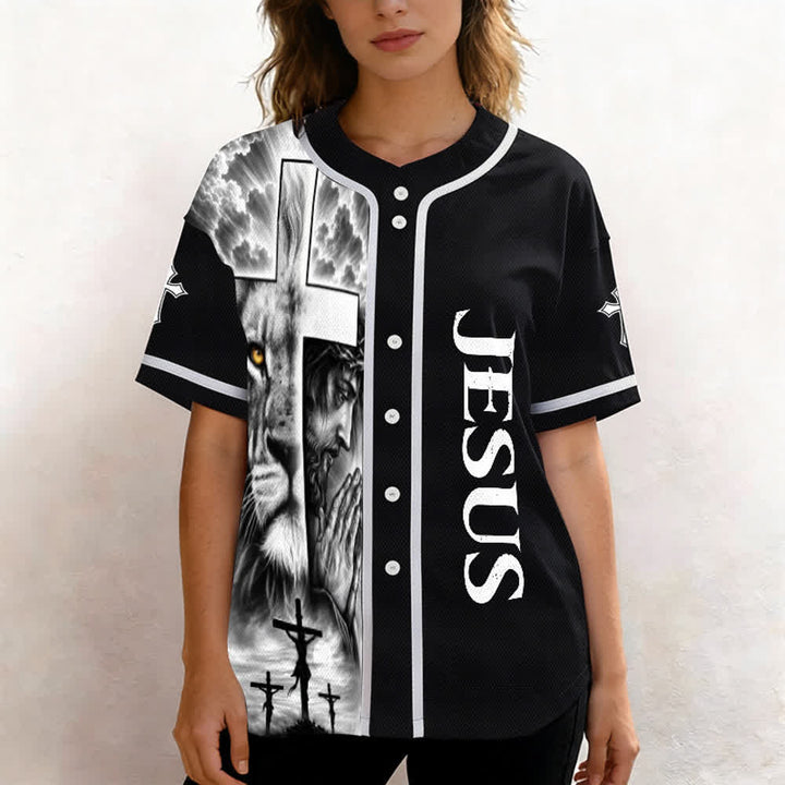 Christianartworkshop Leone Croce Gesù Fede Maglia da baseball unisex personalizzata con nome e numero personalizzati Nome Numero - image 5