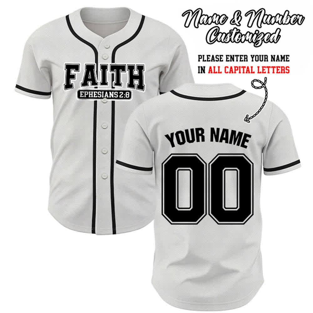 Christianartworkshop Faith Maglia da baseball personalizzata con nome e numero - Bianco - 5XL - Nome & Numero personalizzati - image 16