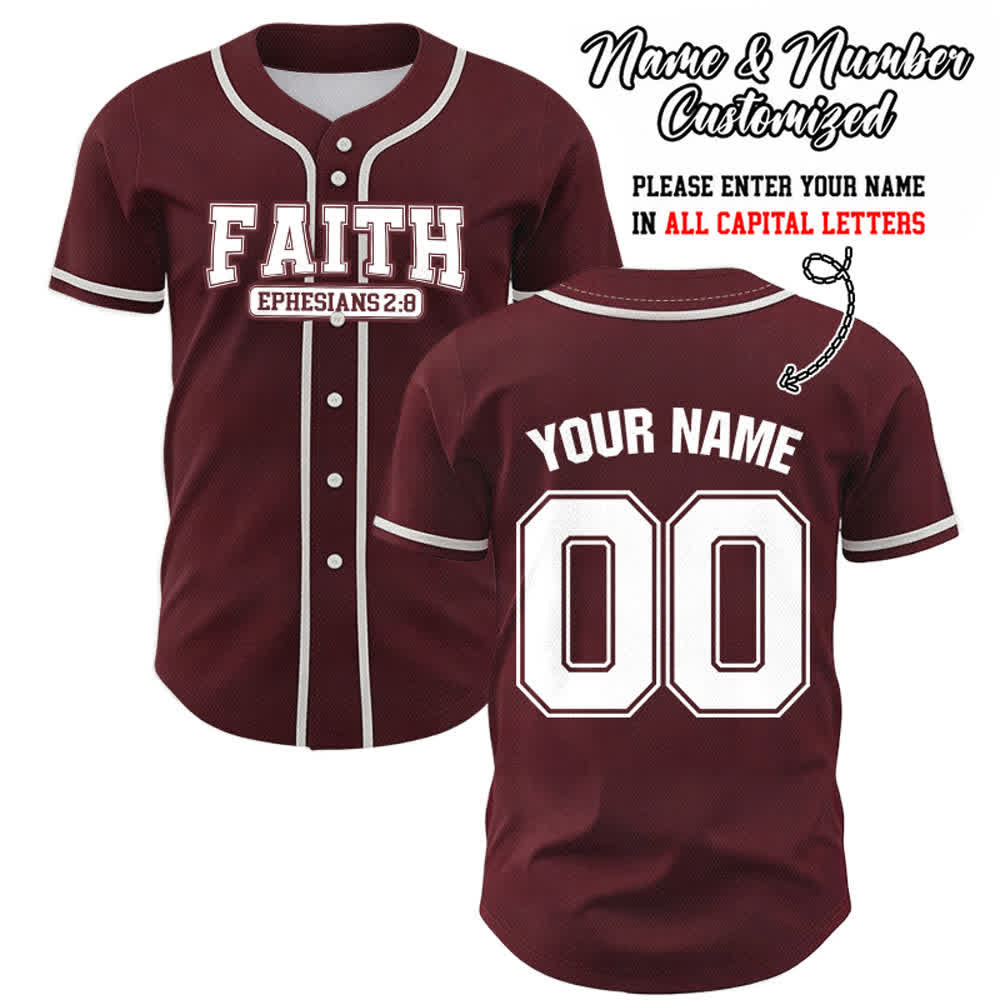 Christianartworkshop Faith Maglia da baseball personalizzata con nome e numero - Vino - 5XL - Nome & Numero personalizzati - image 40