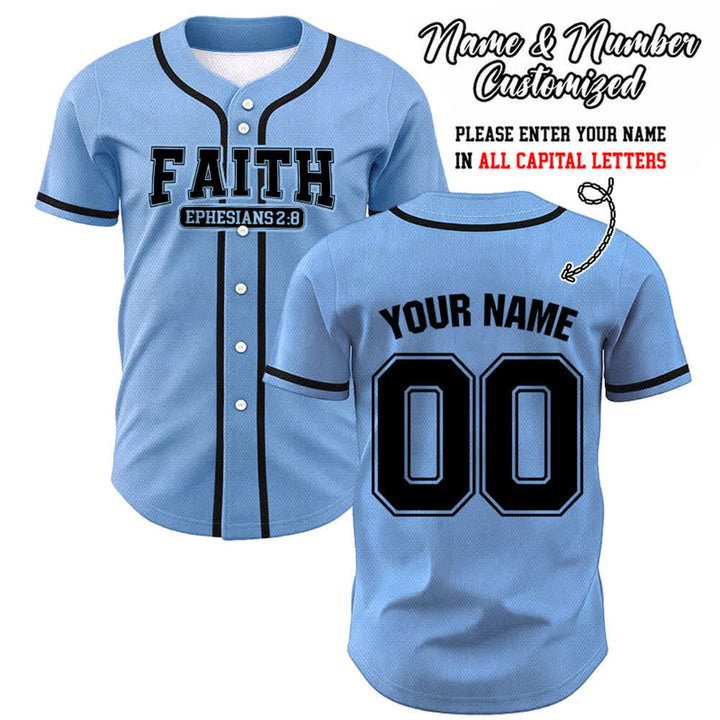 Christianartworkshop Faith Maglia da baseball personalizzata con nome e numero - Blu - 5XL - Nome & Numero personalizzati - image 48