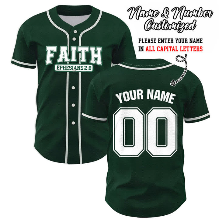 Christianartworkshop Faith Maglia da baseball personalizzata con nome e numero - Verde - 5XL - Nome & Numero personalizzati - image 56