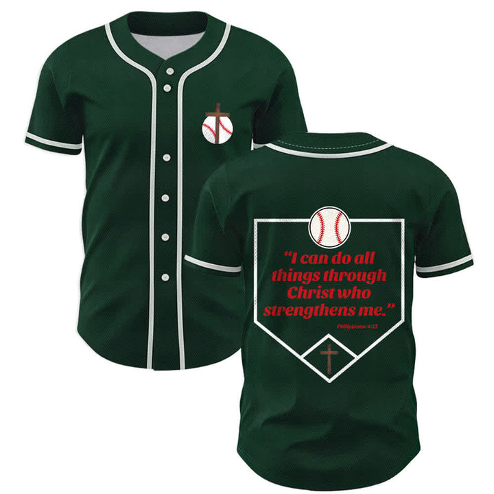 Christianartworkshop Filippesi 4:13 Maglia da baseball della fede: Maglia da baseball con croce, motto, forza e devozione - Verde - 5XL - image 49