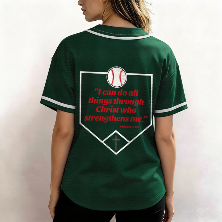 Christianartworkshop Filippesi 4:13 Maglia da baseball della fede: Maglia da baseball con croce, motto, forza e devozione - image 52