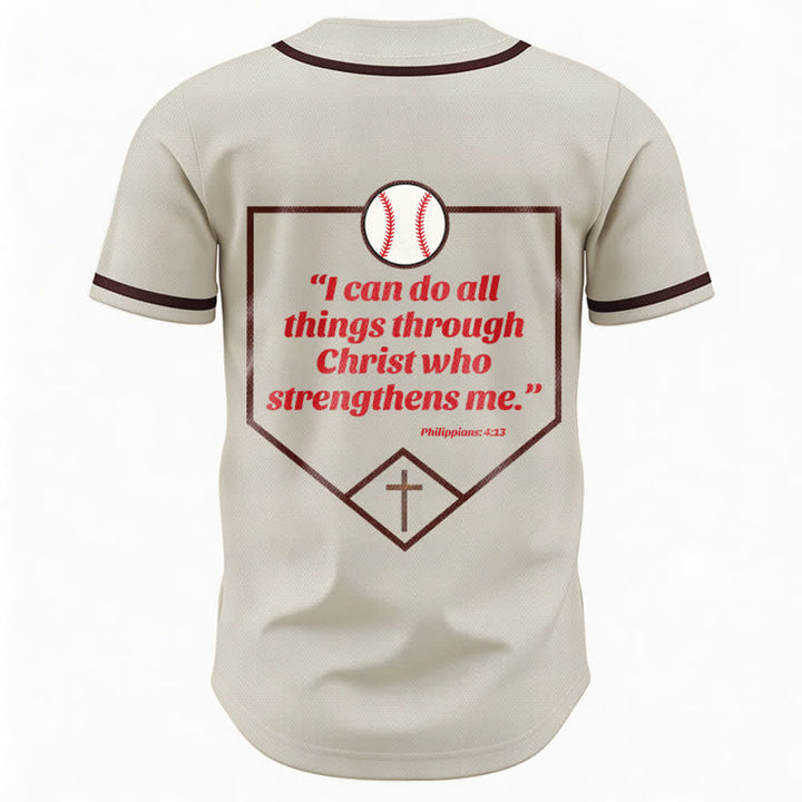Christianartworkshop Filippesi 4:13 Maglia da baseball della fede: Maglia da baseball con croce, motto, forza e devozione - image 8