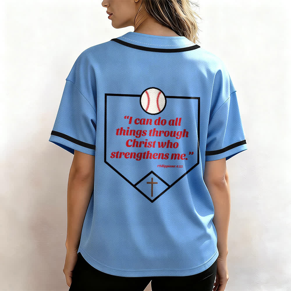 Christianartworkshop Filippesi 4:13 Maglia da baseball della fede: Maglia da baseball con croce, motto, forza e devozione - image 45