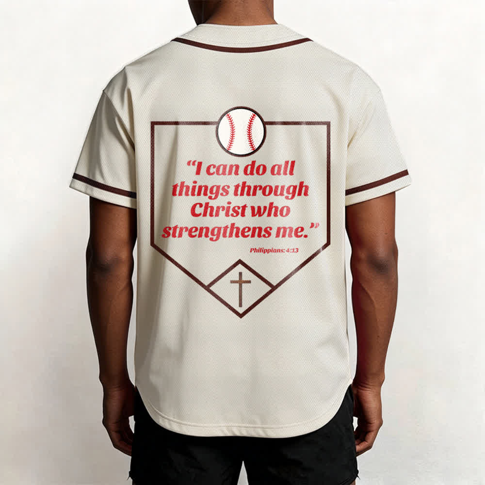 Christianartworkshop Filippesi 4:13 Maglia da baseball della fede: Maglia da baseball con croce, motto, forza e devozione - image 10