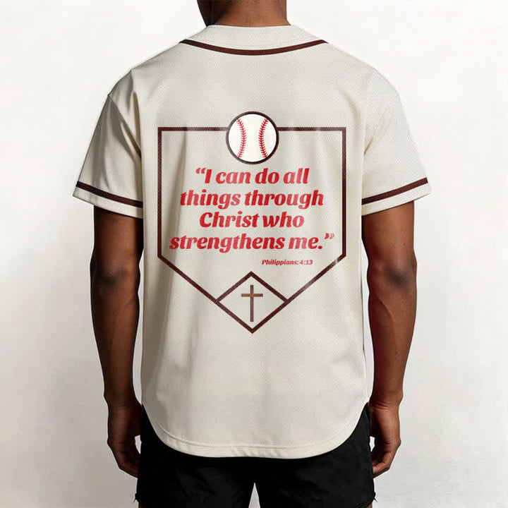 Christianartworkshop Filippesi 4:13 Maglia da baseball della fede: Maglia da baseball con croce, motto, forza e devozione - image 10