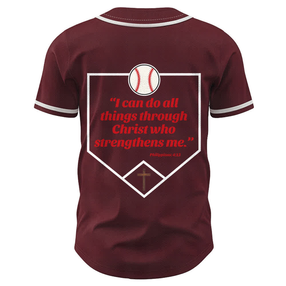 Christianartworkshop Filippesi 4:13 Maglia da baseball della fede: Maglia da baseball con croce, motto, forza e devozione - image 36