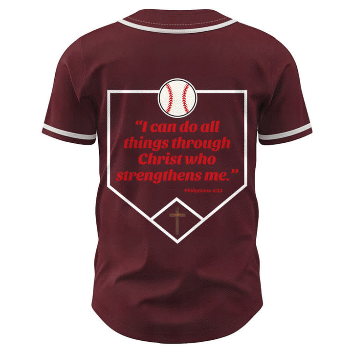 Christianartworkshop Filippesi 4:13 Maglia da baseball della fede: Maglia da baseball con croce, motto, forza e devozione - image 36