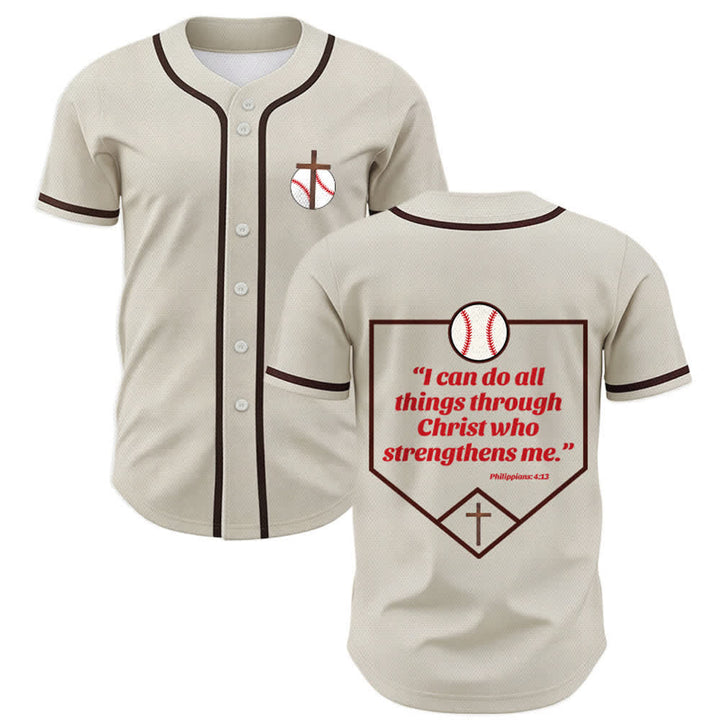 Christianartworkshop Filippesi 4:13 Maglia da baseball della fede: Maglia da baseball con croce, motto, forza e devozione - Albicocca - 5XL - image 7