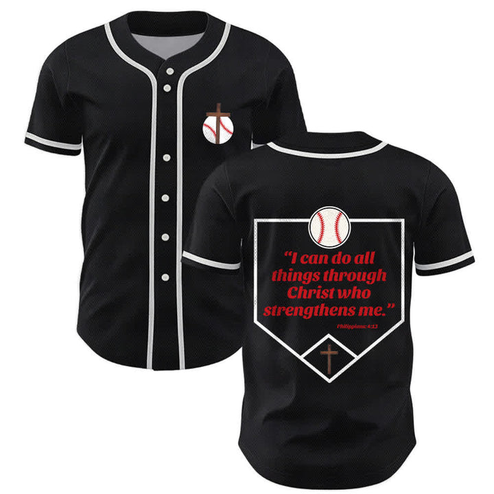 Christianartworkshop Filippesi 4:13 Maglia da baseball della fede: Maglia da baseball con croce, motto, forza e devozione - Nero - 5XL - image 21