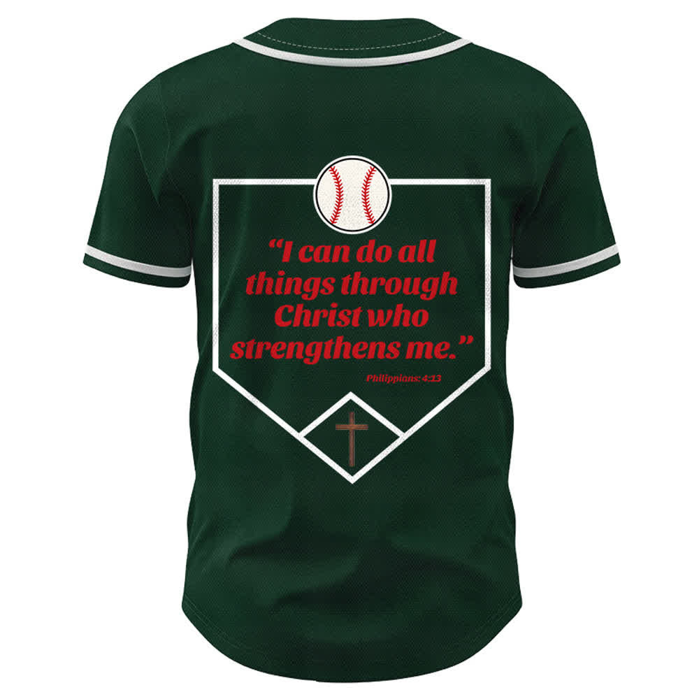 Christianartworkshop Filippesi 4:13 Maglia da baseball della fede: Maglia da baseball con croce, motto, forza e devozione - image 50