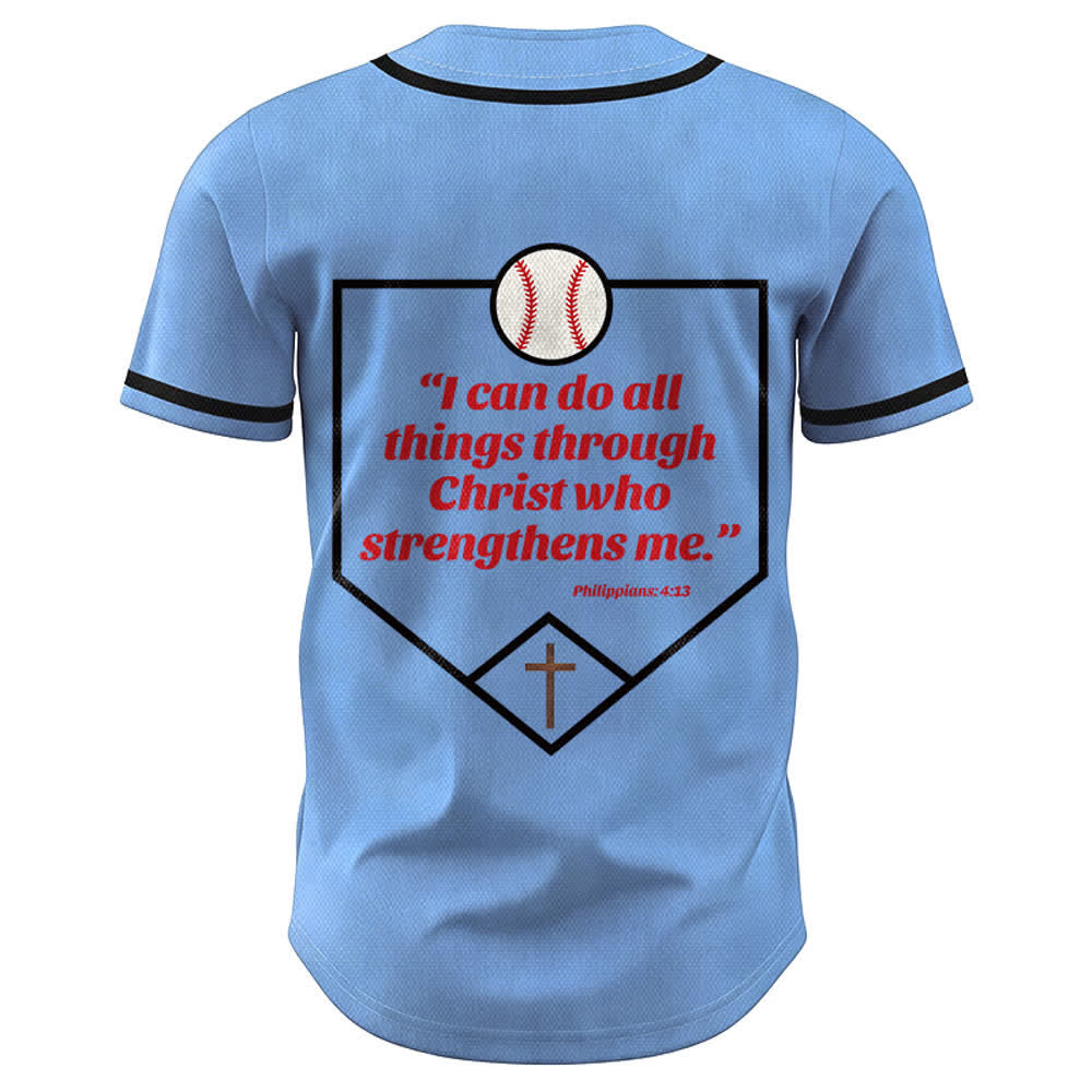 Christianartworkshop Filippesi 4:13 Maglia da baseball della fede: Maglia da baseball con croce, motto, forza e devozione - image 43