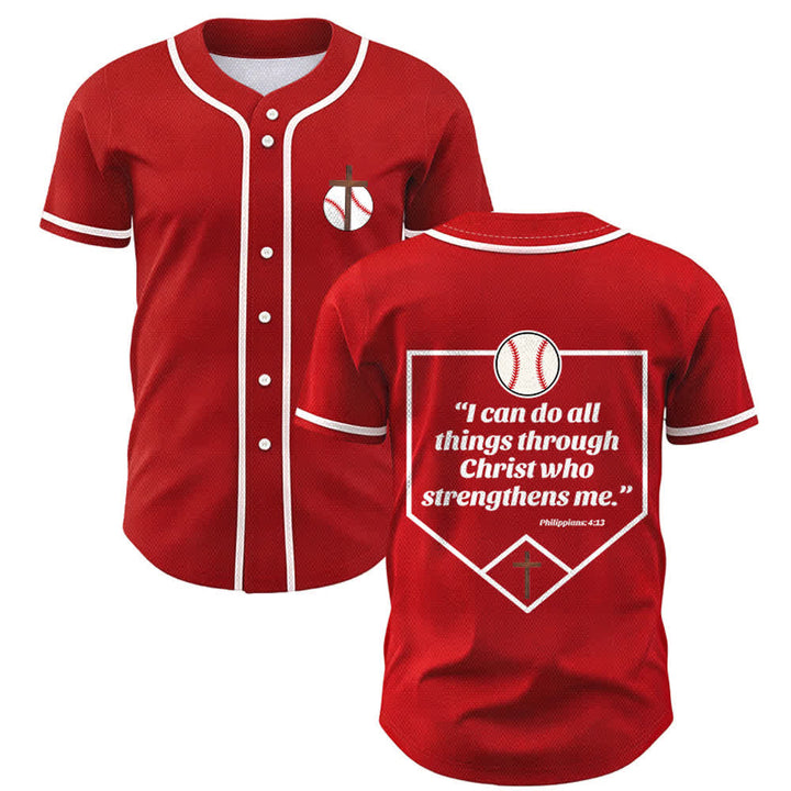 Christianartworkshop Filippesi 4:13 Maglia da baseball della fede: Maglia da baseball con croce, motto, forza e devozione - Rosso - 5XL - image 28