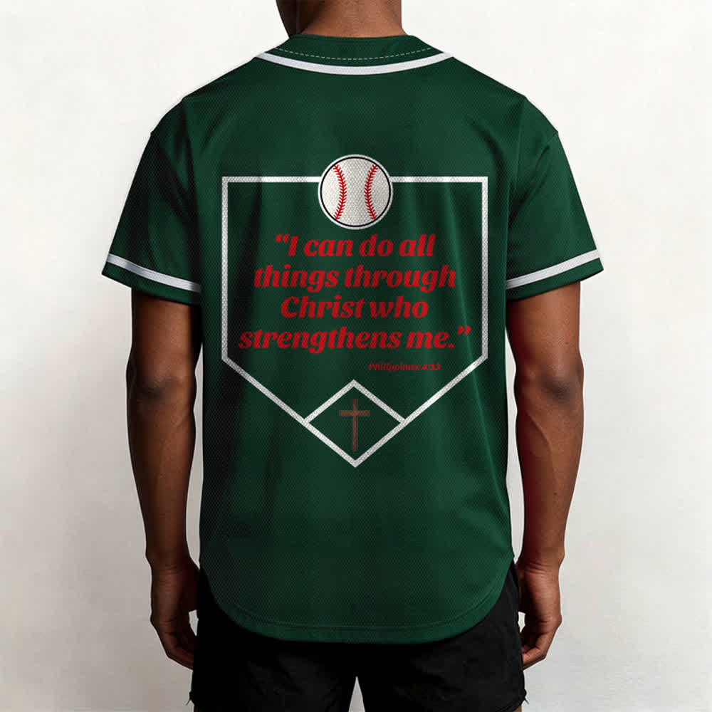 Christianartworkshop Filippesi 4:13 Maglia da baseball della fede: Maglia da baseball con croce, motto, forza e devozione - image 54