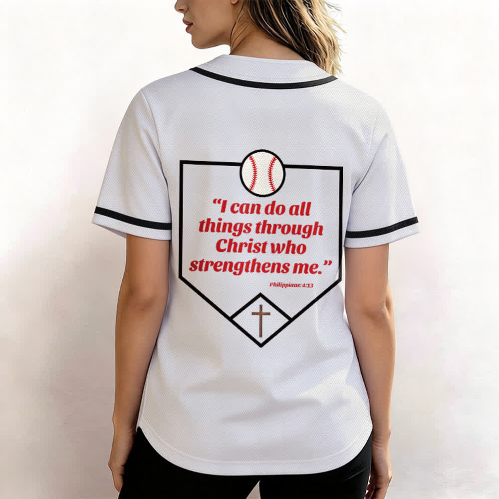 Christianartworkshop Filippesi 4:13 Maglia da baseball della fede: Maglia da baseball con croce, motto, forza e devozione - image 17