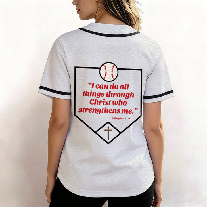 Christianartworkshop Filippesi 4:13 Maglia da baseball della fede: Maglia da baseball con croce, motto, forza e devozione - image 17