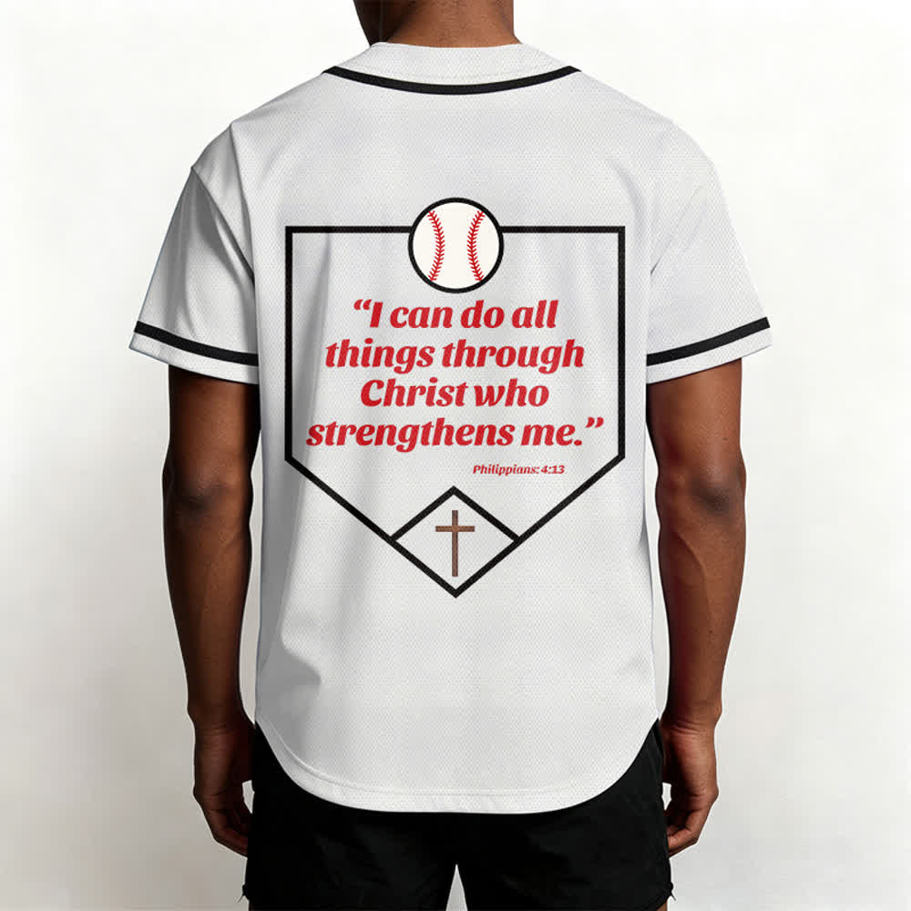 Christianartworkshop Filippesi 4:13 Maglia da baseball della fede: Maglia da baseball con croce, motto, forza e devozione - image 19