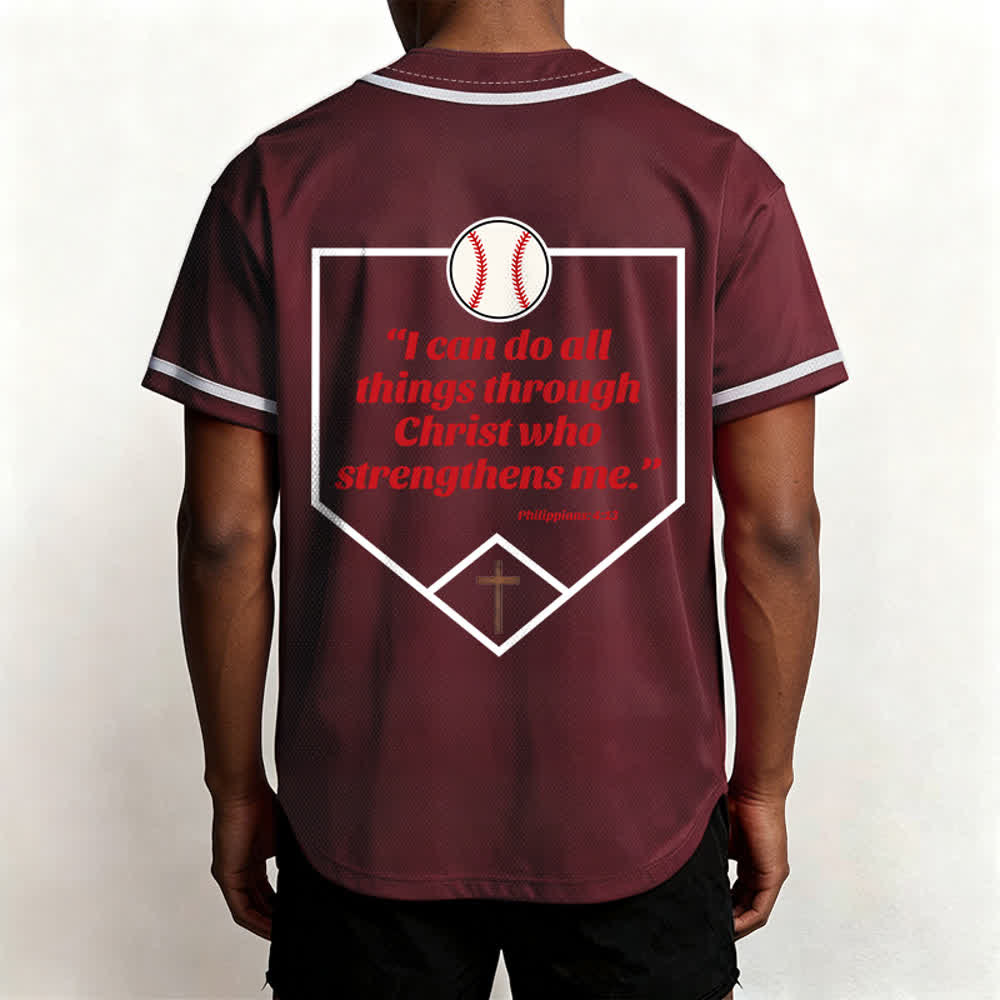 Christianartworkshop Filippesi 4:13 Maglia da baseball della fede: Maglia da baseball con croce, motto, forza e devozione - image 38