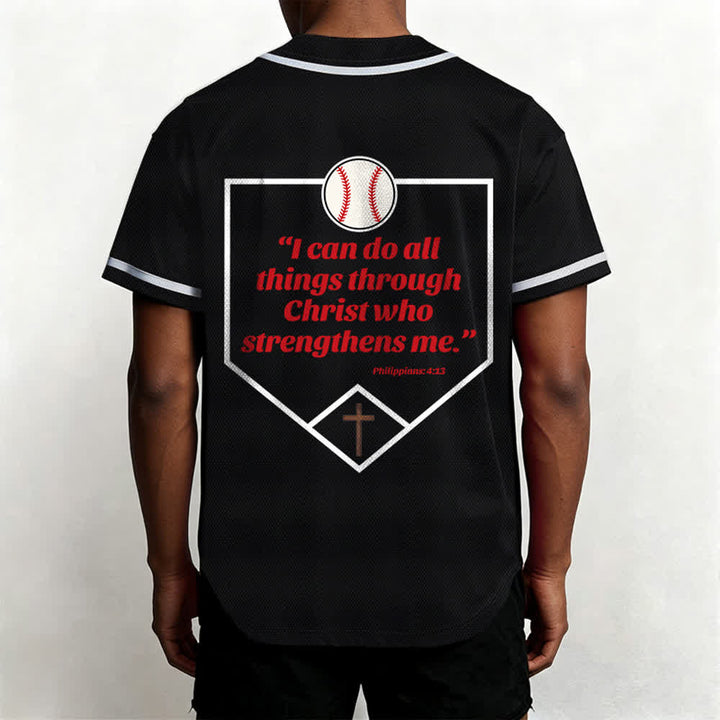 Christianartworkshop Filippesi 4:13 Maglia da baseball della fede: Maglia da baseball con croce, motto, forza e devozione - image 24