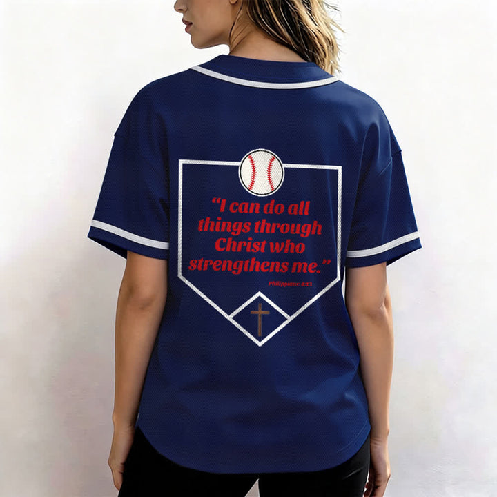 Christianartworkshop Filippesi 4:13 Maglia da baseball della fede: Maglia da baseball con croce, motto, forza e devozione - image 5