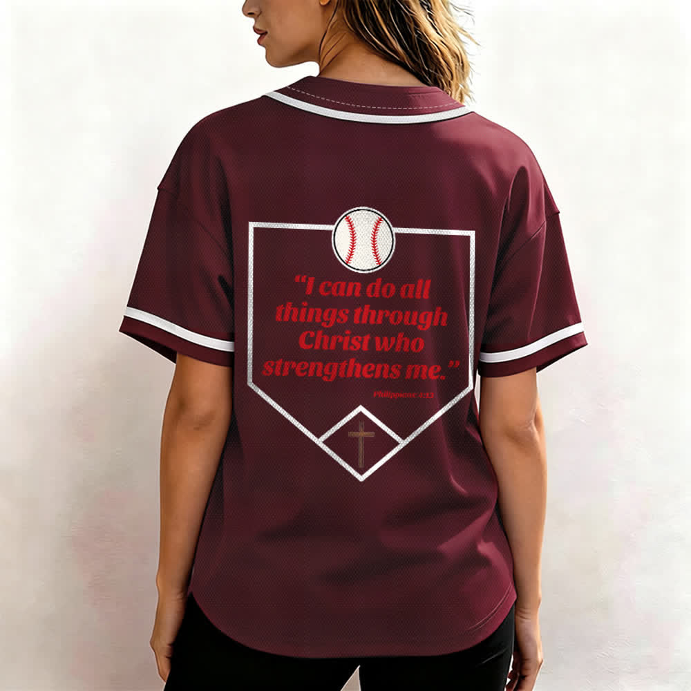 Christianartworkshop Filippesi 4:13 Maglia da baseball della fede: Maglia da baseball con croce, motto, forza e devozione - image 40