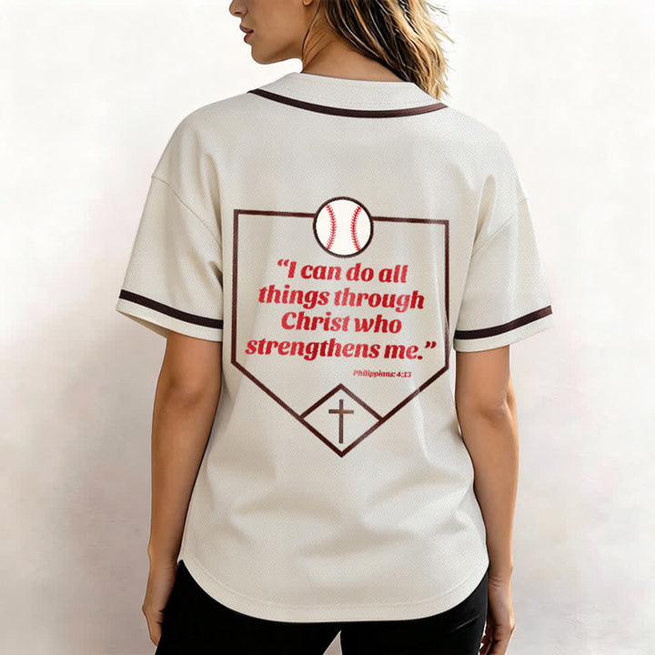 Christianartworkshop Filippesi 4:13 Maglia da baseball della fede: Maglia da baseball con croce, motto, forza e devozione - image 12