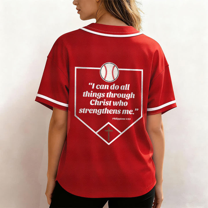 Christianartworkshop Filippesi 4:13 Maglia da baseball della fede: Maglia da baseball con croce, motto, forza e devozione - image 33