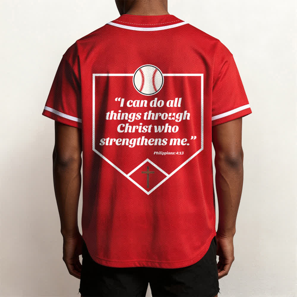 Christianartworkshop Filippesi 4:13 Maglia da baseball della fede: Maglia da baseball con croce, motto, forza e devozione - image 31