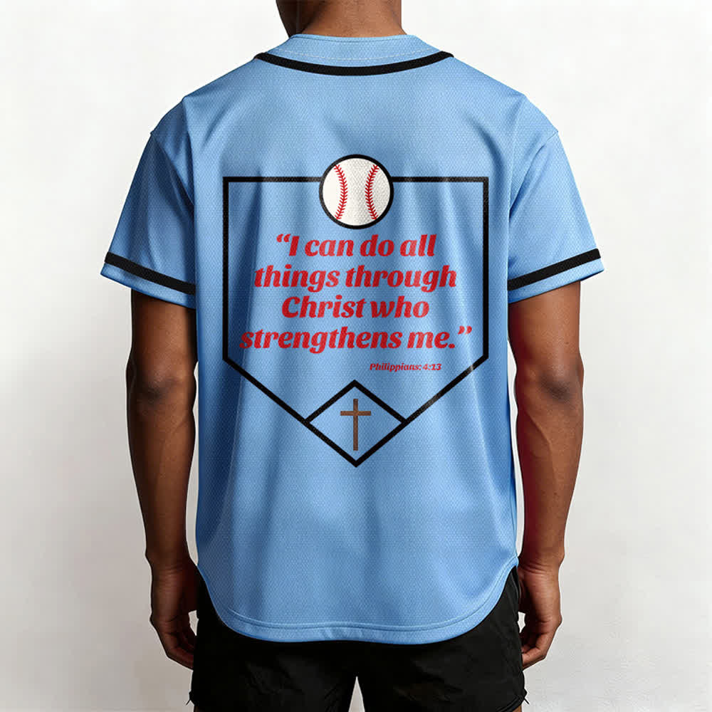 Christianartworkshop Filippesi 4:13 Maglia da baseball della fede: Maglia da baseball con croce, motto, forza e devozione - image 48