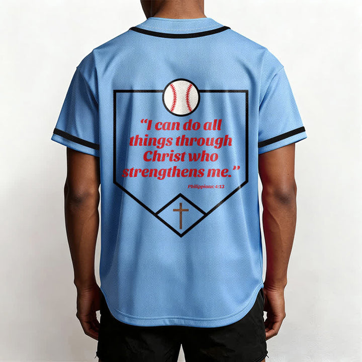 Christianartworkshop Filippesi 4:13 Maglia da baseball della fede: Maglia da baseball con croce, motto, forza e devozione - image 48