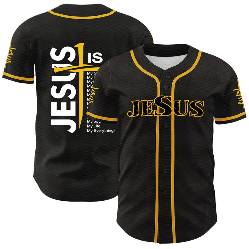 Christianartworkshop Gesù è tutto per me Maglia da baseball unisex con fede - Giallo - 5XL - image 9