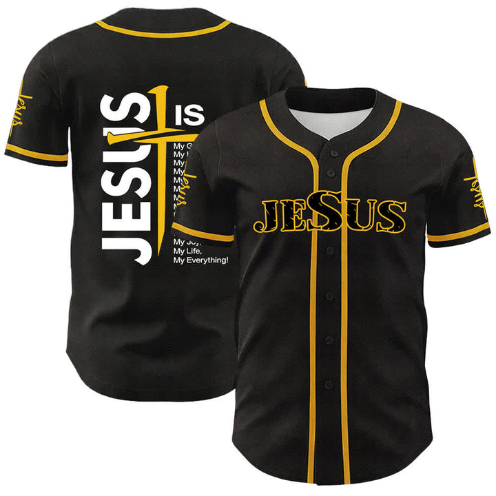 Christianartworkshop Gesù è tutto per me Maglia da baseball unisex con fede - Giallo - 5XL - image 9