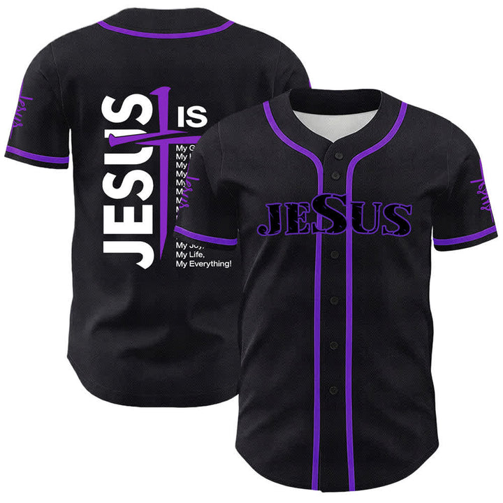 Christianartworkshop Gesù è tutto per me Maglia da baseball unisex con fede - Viola - 5XL - image 21