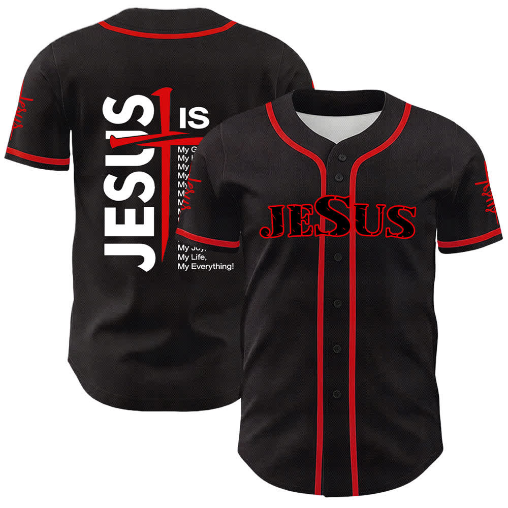 Christianartworkshop Gesù è tutto per me Maglia da baseball unisex con fede - Rosso - 5XL - image 3