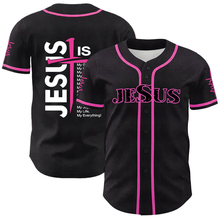 Christianartworkshop Gesù è tutto per me Maglia da baseball unisex con fede - Rosa - 5XL - image 15